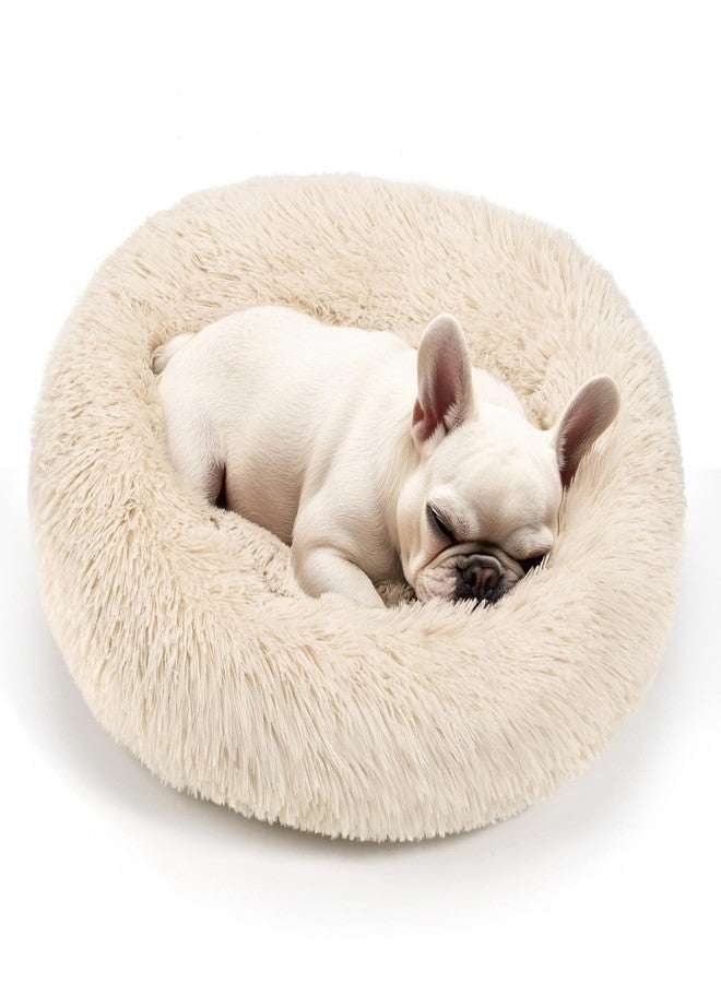 Hoewina Dog & Cat Bed, 20in Cat Beds for Indoor Cats, Calming Donut Bed for Puppy and Kitten, Washable Round Fluffy Pet Bed for Small Medium Dogs and Cats (Light Brown) - Image 1